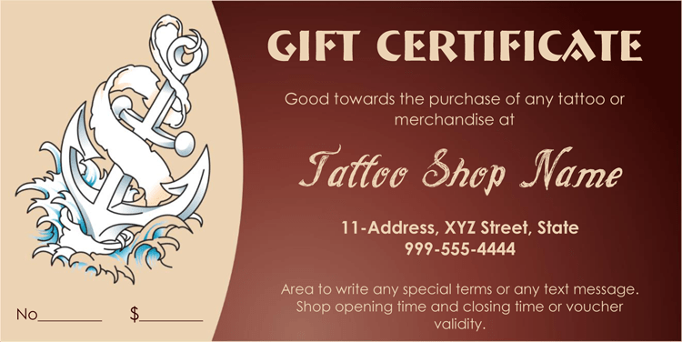 anchor-themed-tattoo-gift-certificate-template