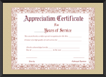 Free Printable Appreciation Certificate for Years of Service