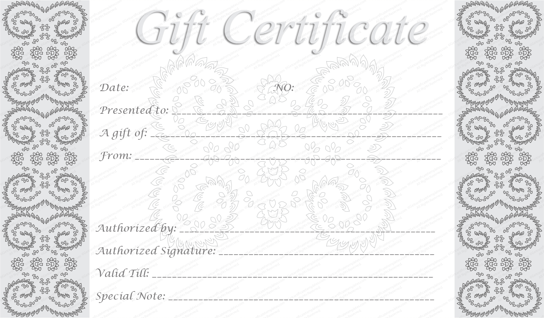 gift certificate template word 1 free month