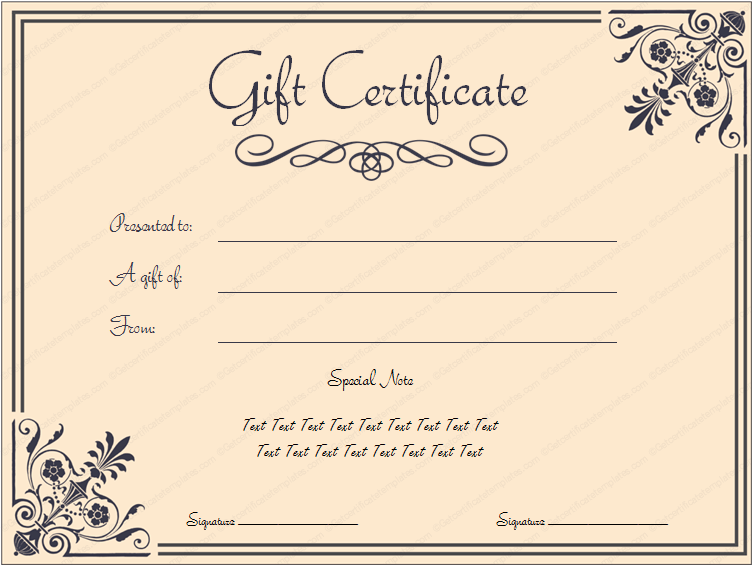 printable coral core gift certificate template
