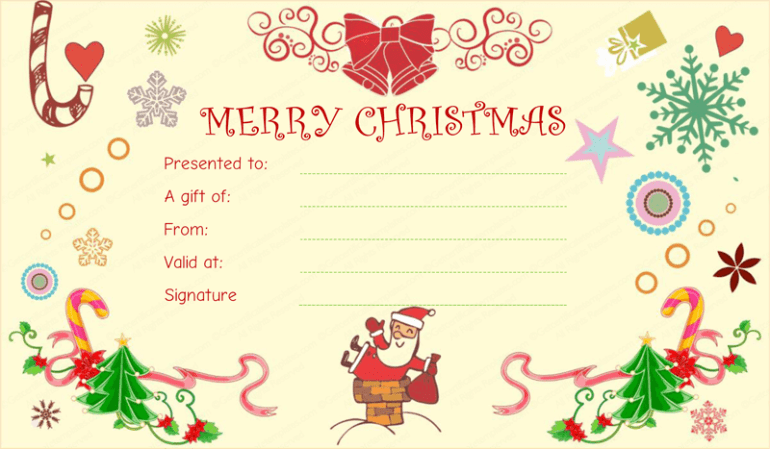 christmas kids gift certificate templates for word free