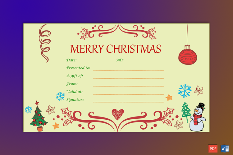 holiday gift certificate template free word